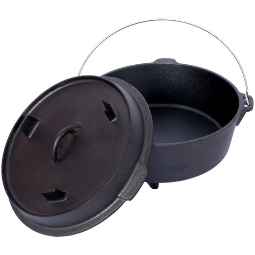 Dutch Oven. Outdoor Camping Deep Pot For Camping Fireplace Cooking Barbecue Baking Campfire With Leg Base