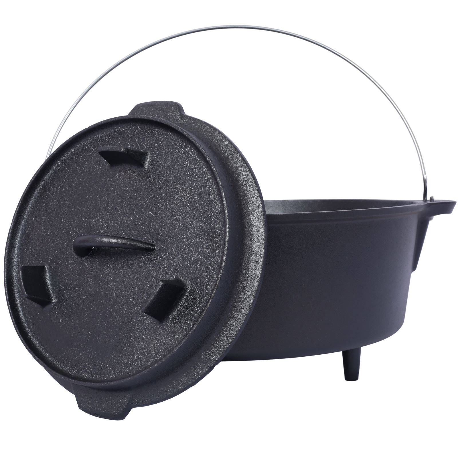Dutch Oven. Outdoor Camping Deep Pot For Camping Fireplace Cooking Barbecue Baking Campfire With Leg Base