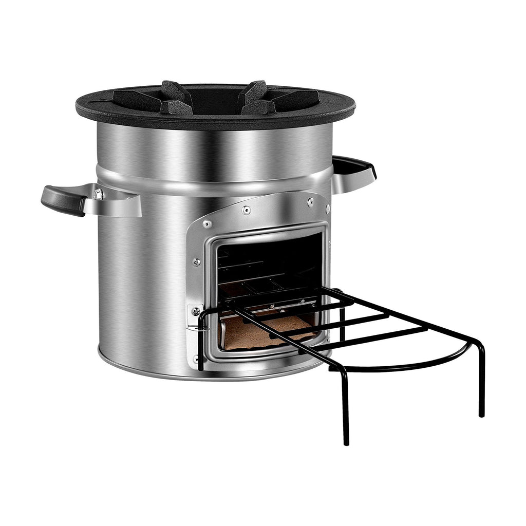 Camping Rocket Stove, Wood Burning Portable Rocket Stove With Carrying Bag For Backpacking, Stainless Steel, Single Door, Burn Wood, Twigs Or Sticks For Outdoor Cooking, Backyard, Camp Cooking
