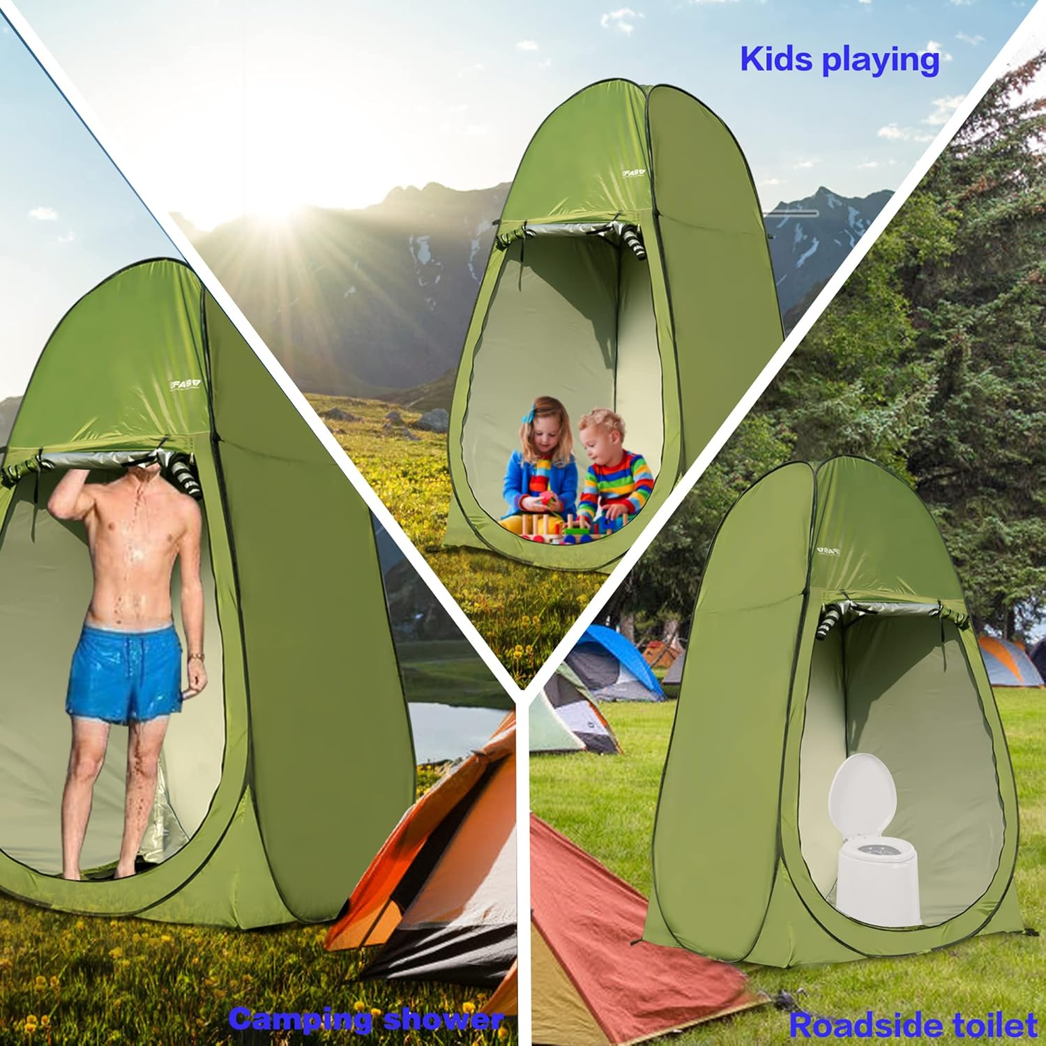Camping Shower Tent 7FT Instant Up Privacy Tents, Portable Toilet Tent Outdoor Dressing Room, Foldable Camp Sun Shelter For Beach Fishing